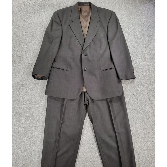 Hugo Boss Galilei Omega Suit Mens 42S Tan Brown Flat Knit Wool Blend Two Button - Picture 1 of 16